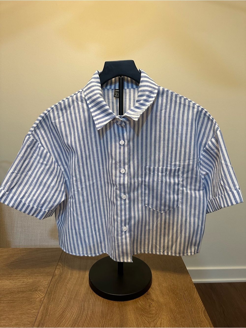 Blue & White Striped Cotton Button-Front Shirt